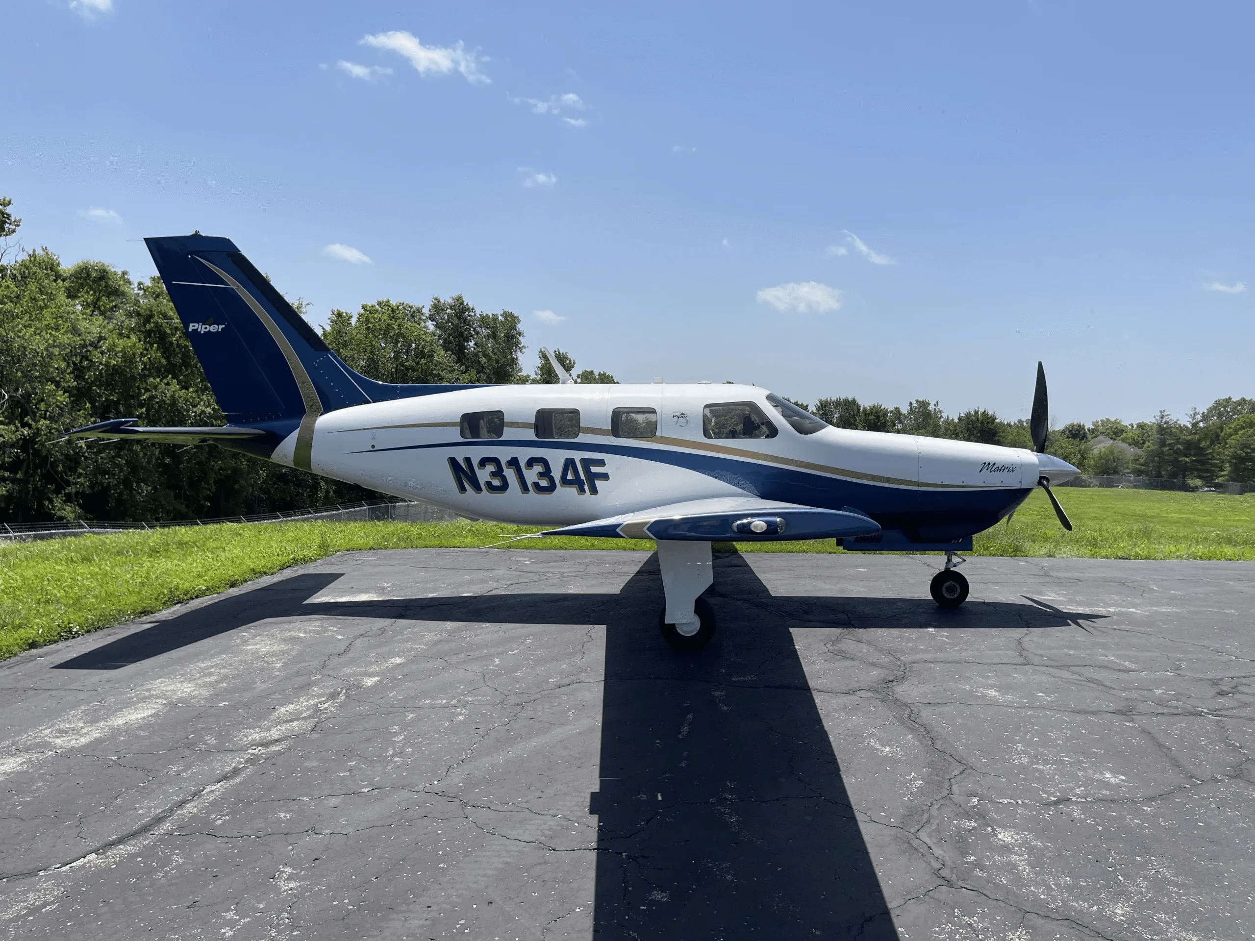 Exterior view of a 2012 Piper Matrix PA46R-350T.