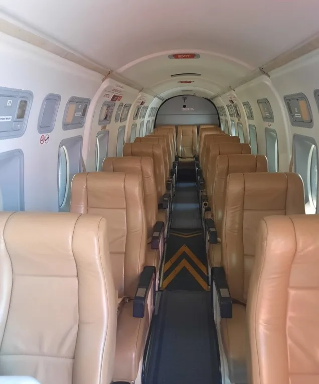 Cabin interior of a Beechcraft 1900D.