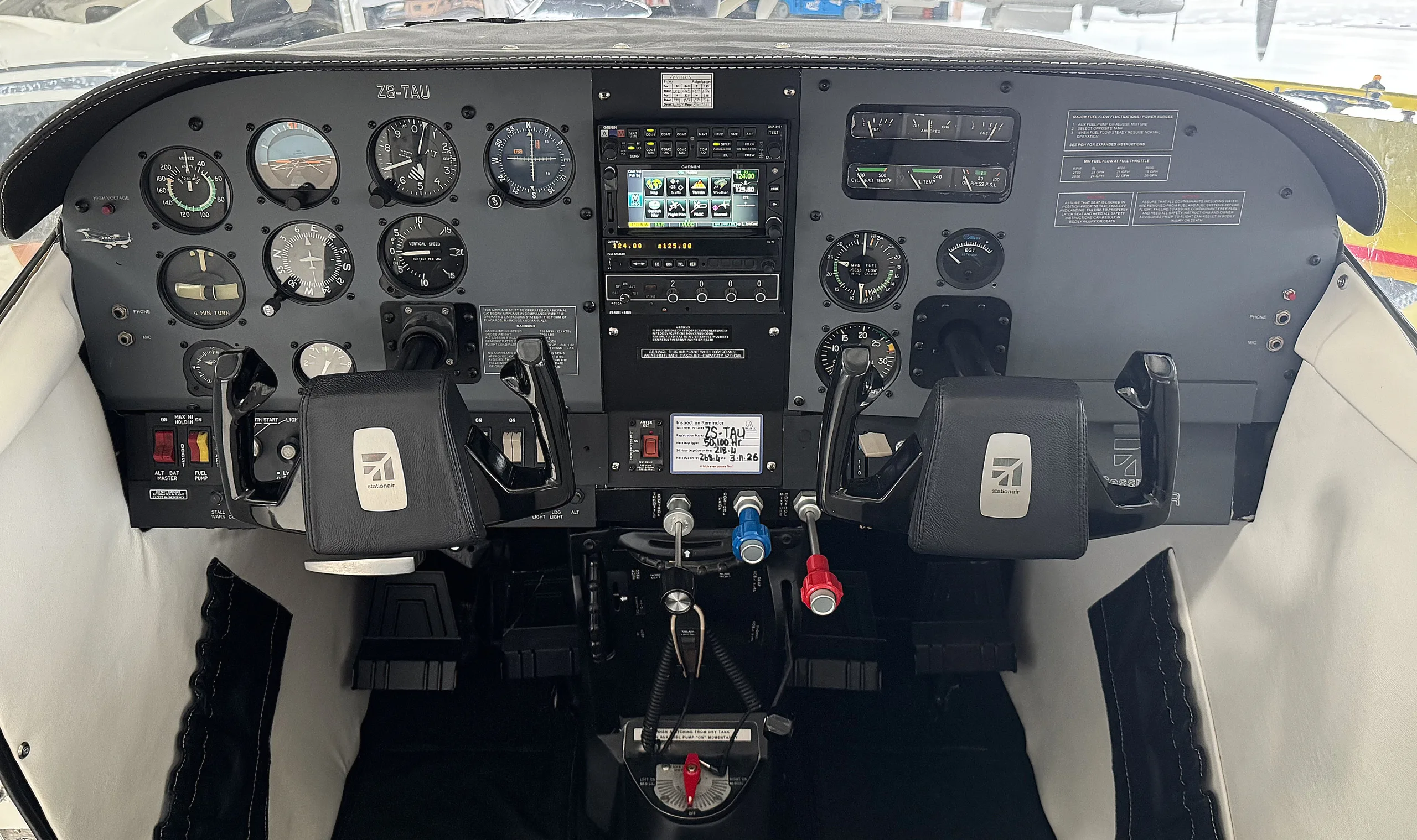 Cockpit and instrument panel of a 1972 Cessna U206.