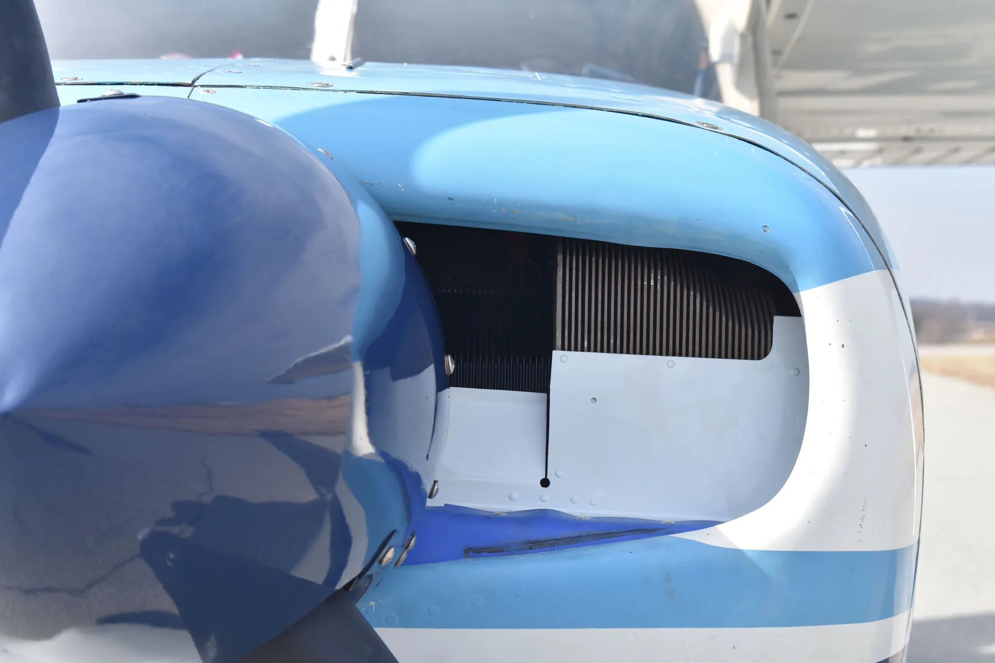 Engine detail of a 1962 Cessna 210B.