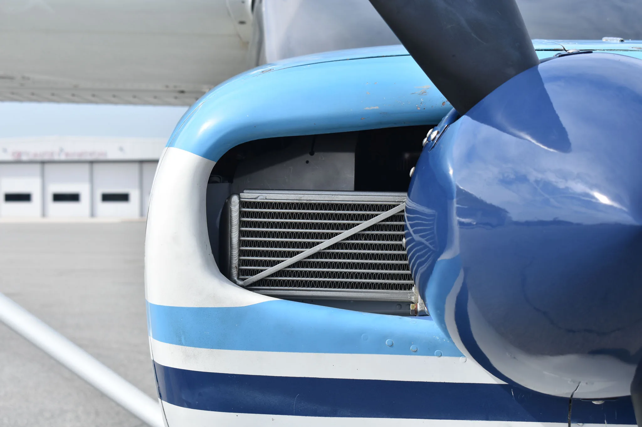 Engine detail of a 1962 Cessna 210B.