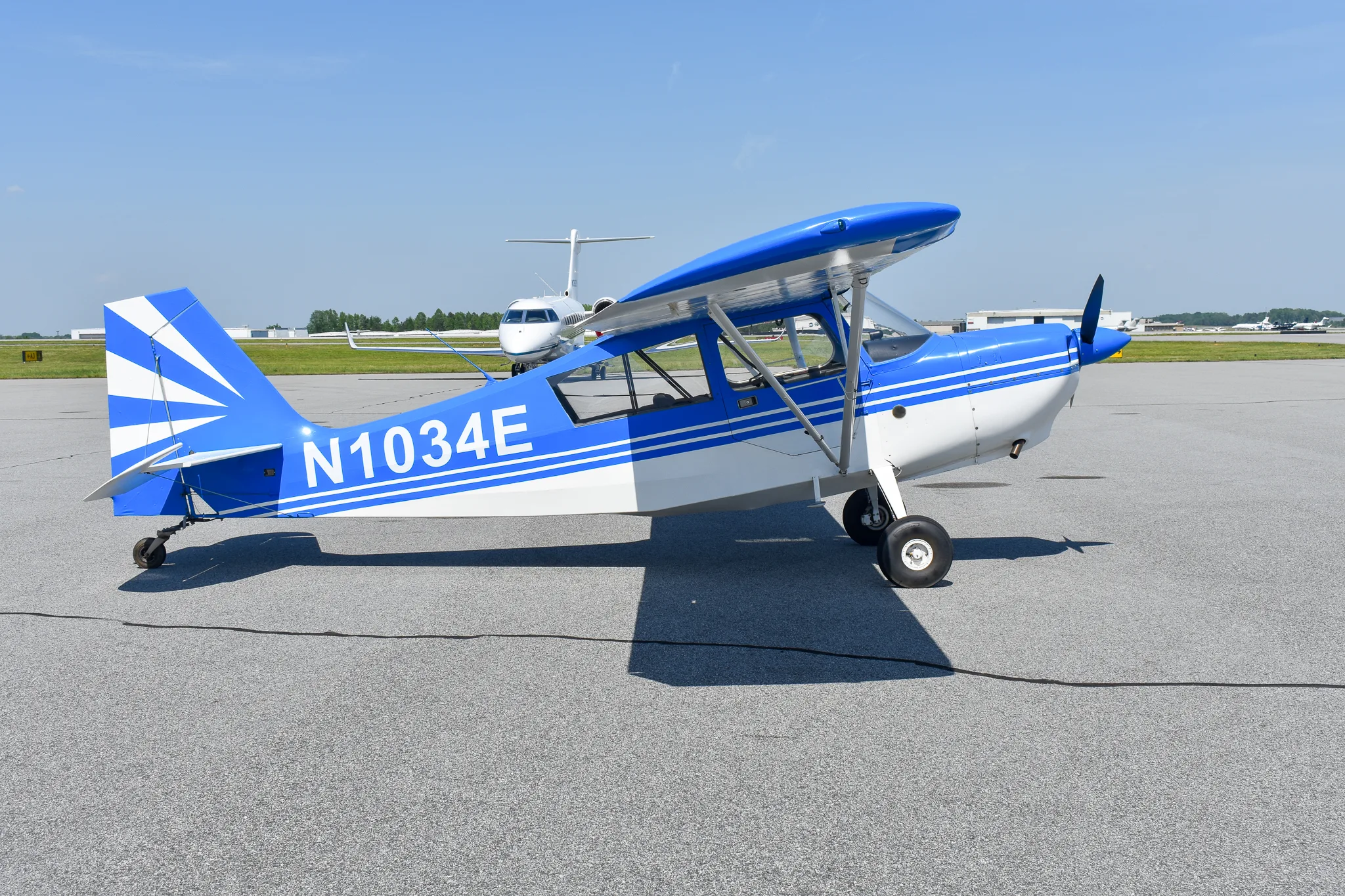 Exterior view of a 1977 American Champion Citabria 7ECA, N1034E.