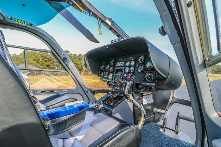 Cockpit and instrument panel of a 2000 Aircraft Eurocopter EC135T1.