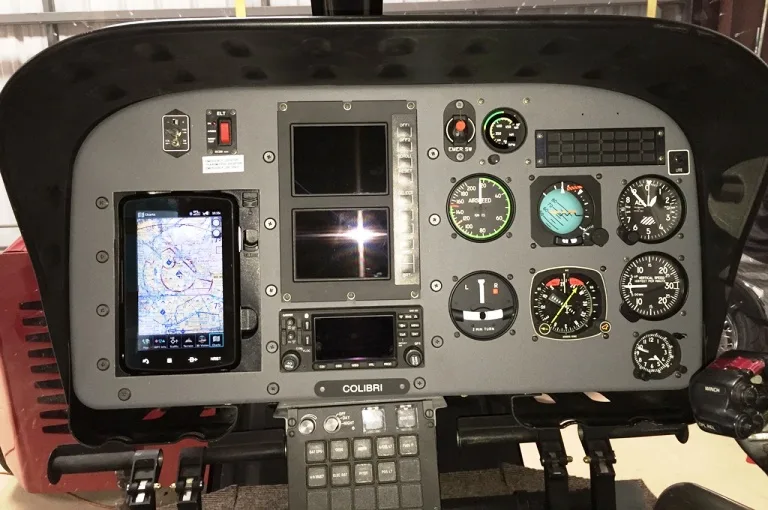 Cockpit and instrument panel of a 2007 Aircraft EC120B.