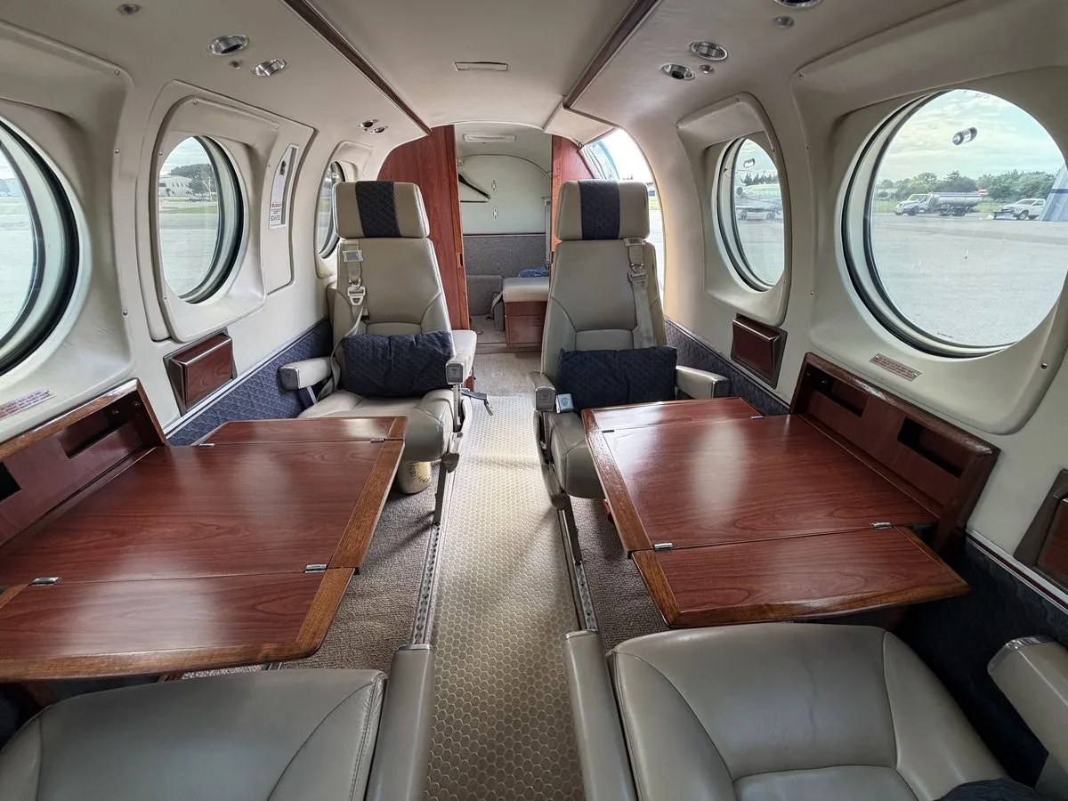 Cabin interior of a 1979 Beechcraft King Air E90 SN.