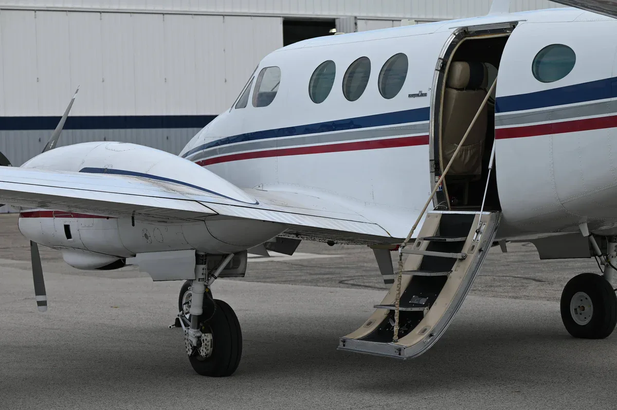 Exterior view of a 1979 Beechcraft King Air E90 SN, N443CL.
