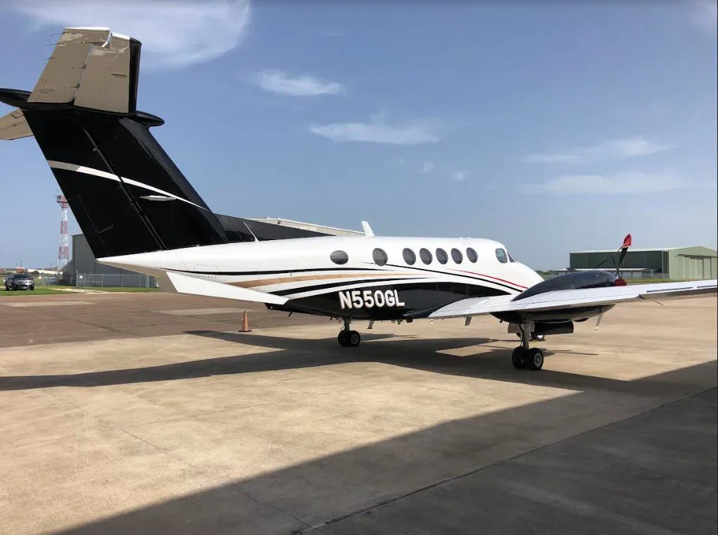 Exterior view of a 1981 Beechcraft King Air 200 SN, N550GL.