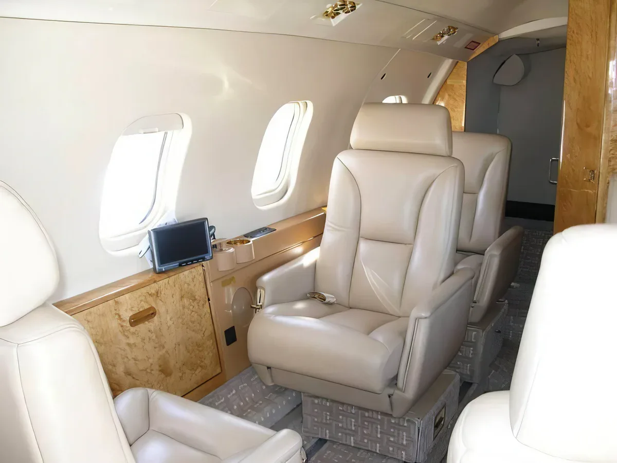 Cabin interior of a 1982 Learjet 55 SN.