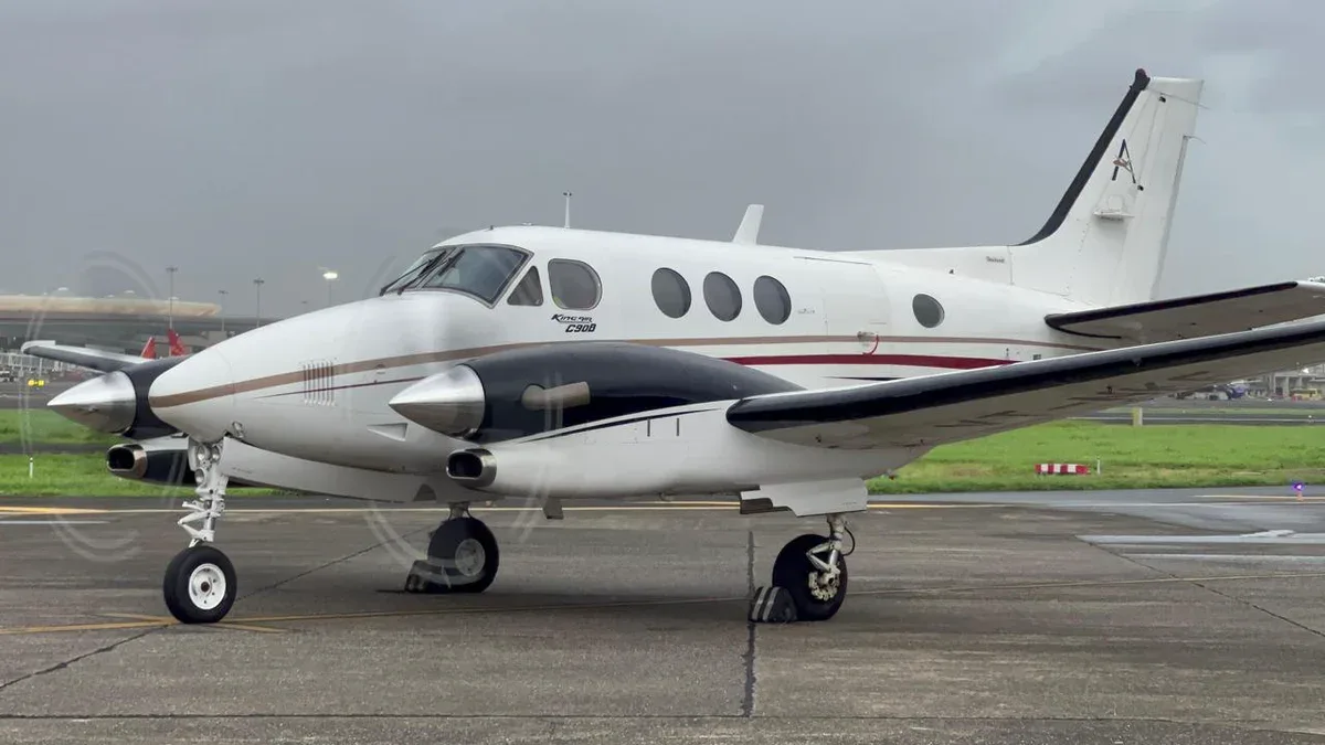 Exterior view of a 1995 Beechcraft King Air C90B SN, VT-NKF.