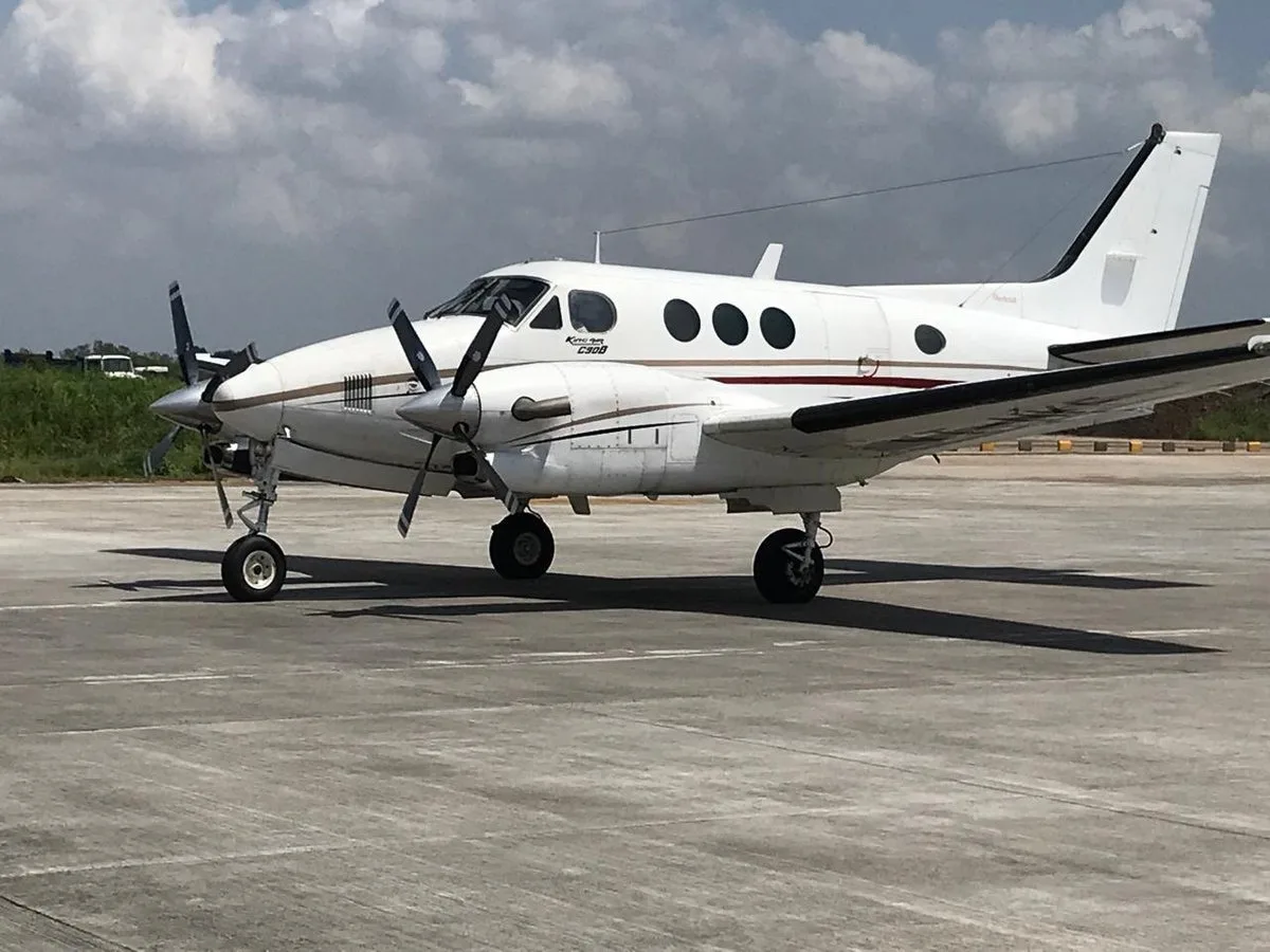 Exterior view of a 1995 Beechcraft King Air C90B SN, VT-NKF.