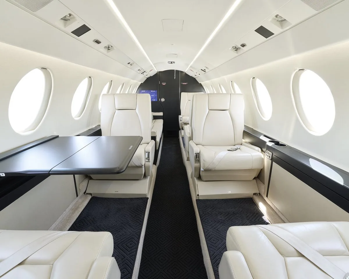 Cabin interior of a 2000 Dassault Falcon 50EX SN.