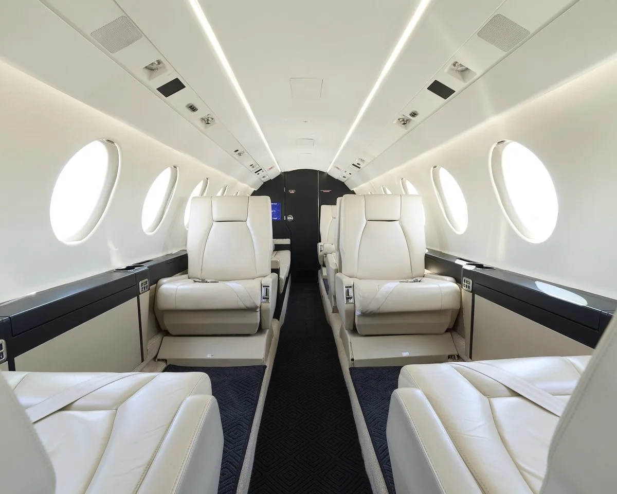 Cabin interior of a 2000 Dassault Falcon 50EX SN.