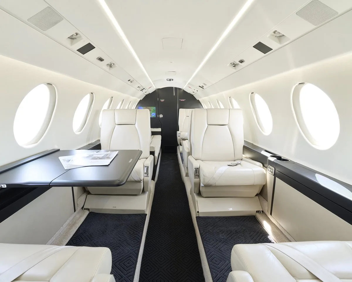 Cabin interior of a 2000 Dassault Falcon 50EX SN.