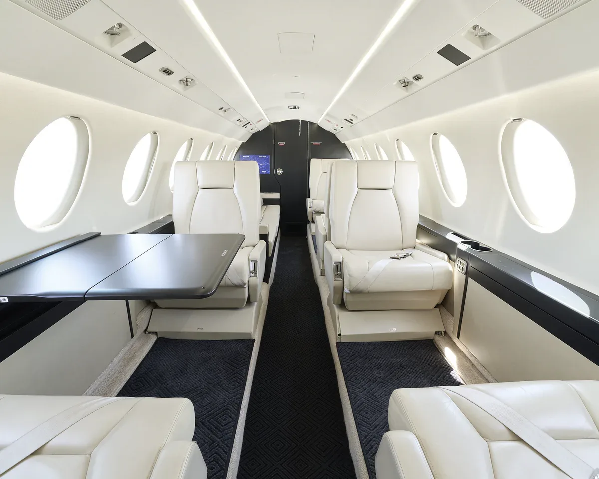 Cabin interior of a 2000 Dassault Falcon 50EX SN.