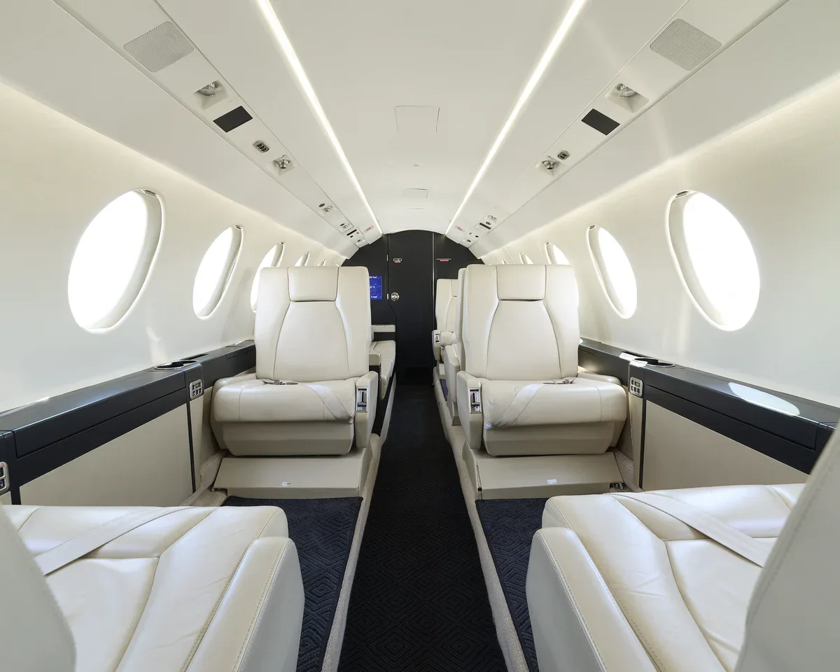 Cabin interior of a 2000 Dassault Falcon 50EX SN.