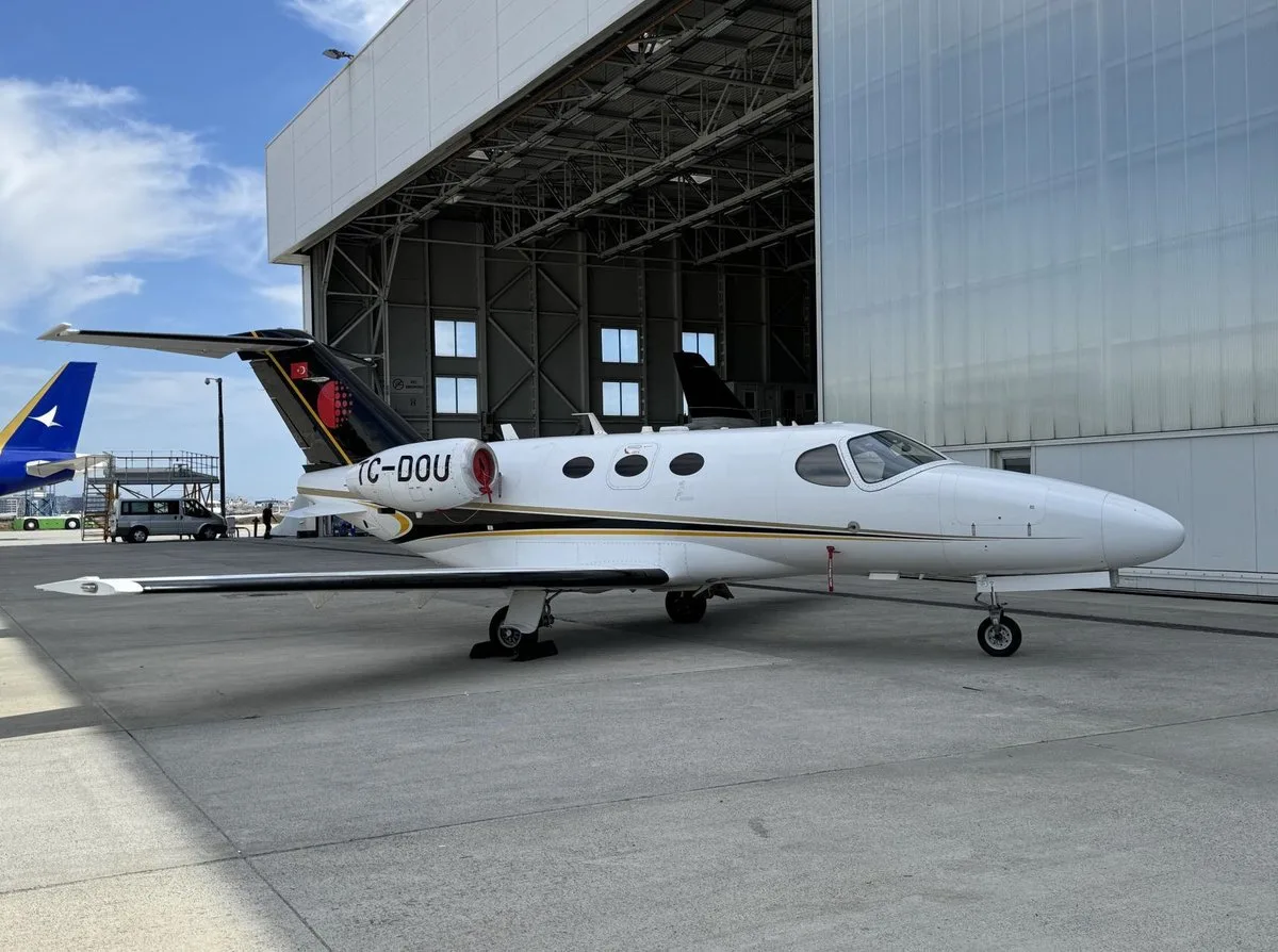 Exterior view of a 2010 Cessna Citation Mustang SN 510-0330, TC-DOU.