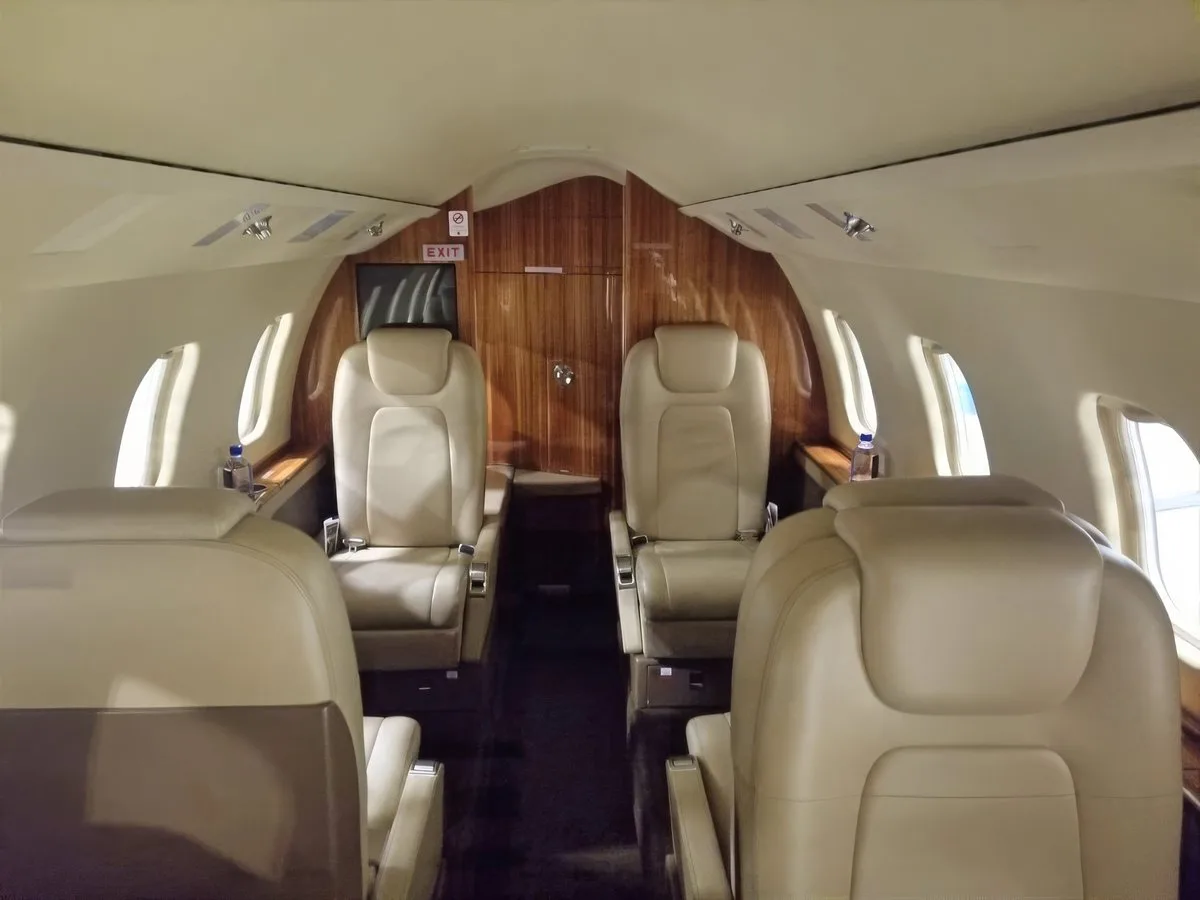 Cabin interior of a 2012 Learjet 60XR SN.