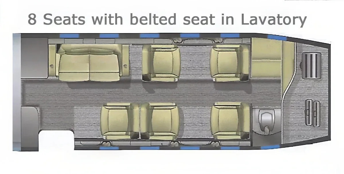 Cabin interior of a 2012 Learjet 60XR SN.
