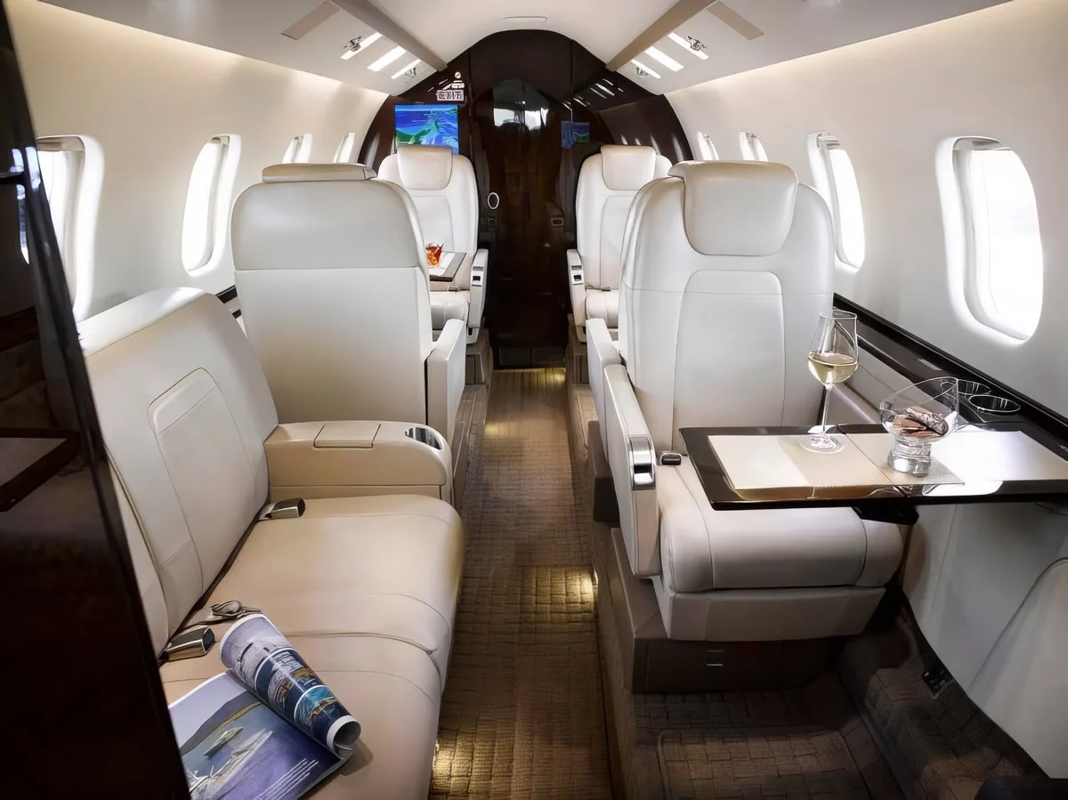 Cabin interior of a 2012 Learjet 60XR SN 420.