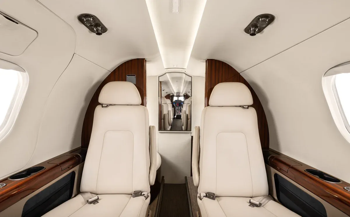 Cabin interior of a 2013 Embraer Phenom 300 SN 50500165.