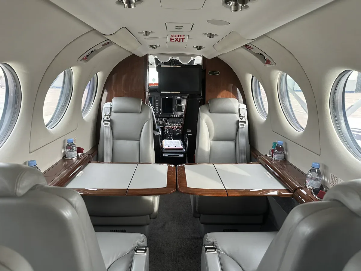 Cabin interior of a 2014 Beechcraft King Air 350i SN.