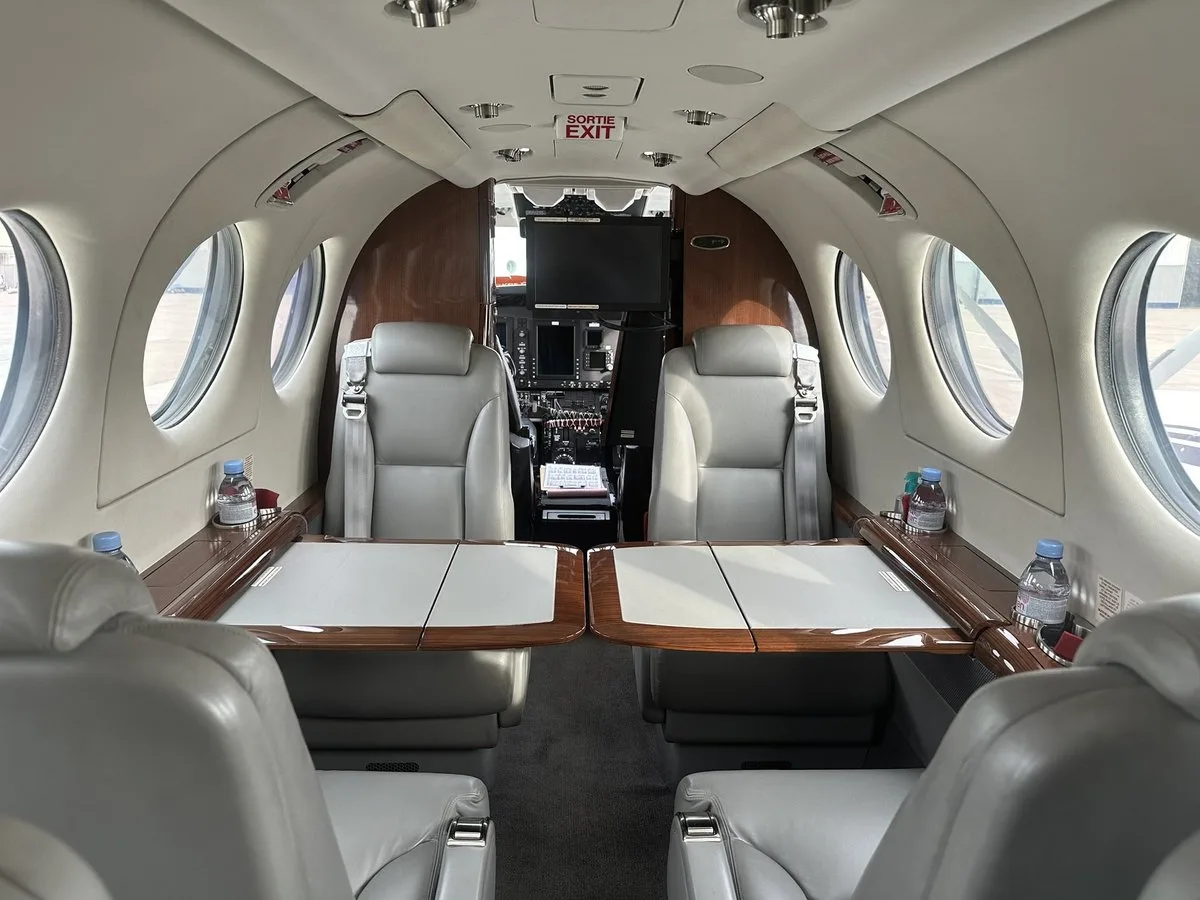 Cabin interior of a 2014 Beechcraft King Air 350i SN.