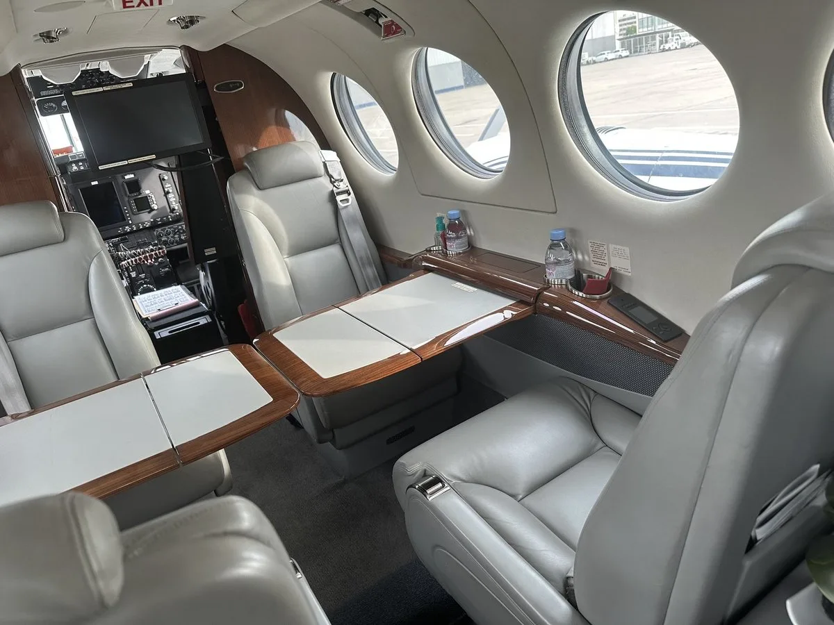 Cabin interior of a 2014 Beechcraft King Air 350i SN.