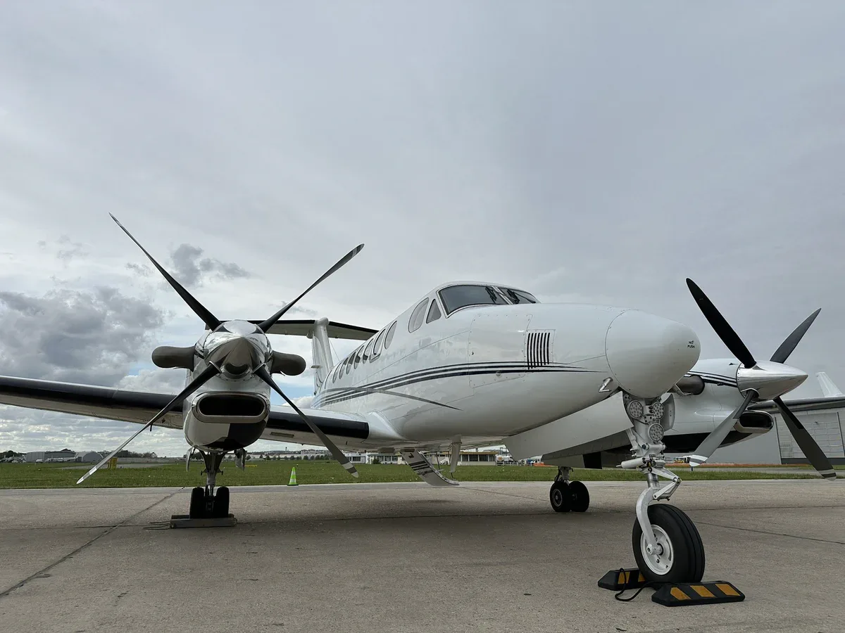 Exterior view of a 2014 Beechcraft King Air 350i SN, F-HMUT.