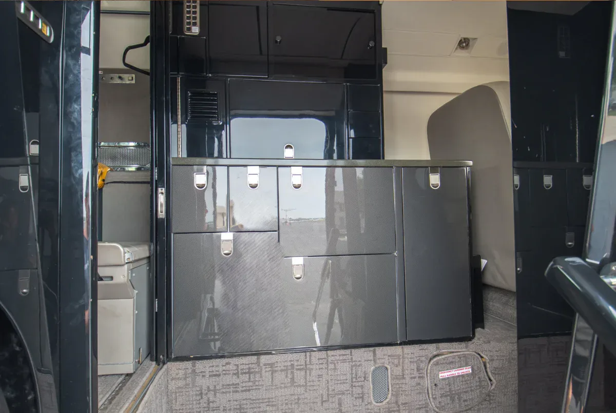 Cabin interior of a 1989 Dassault Falcon 50 SN.
