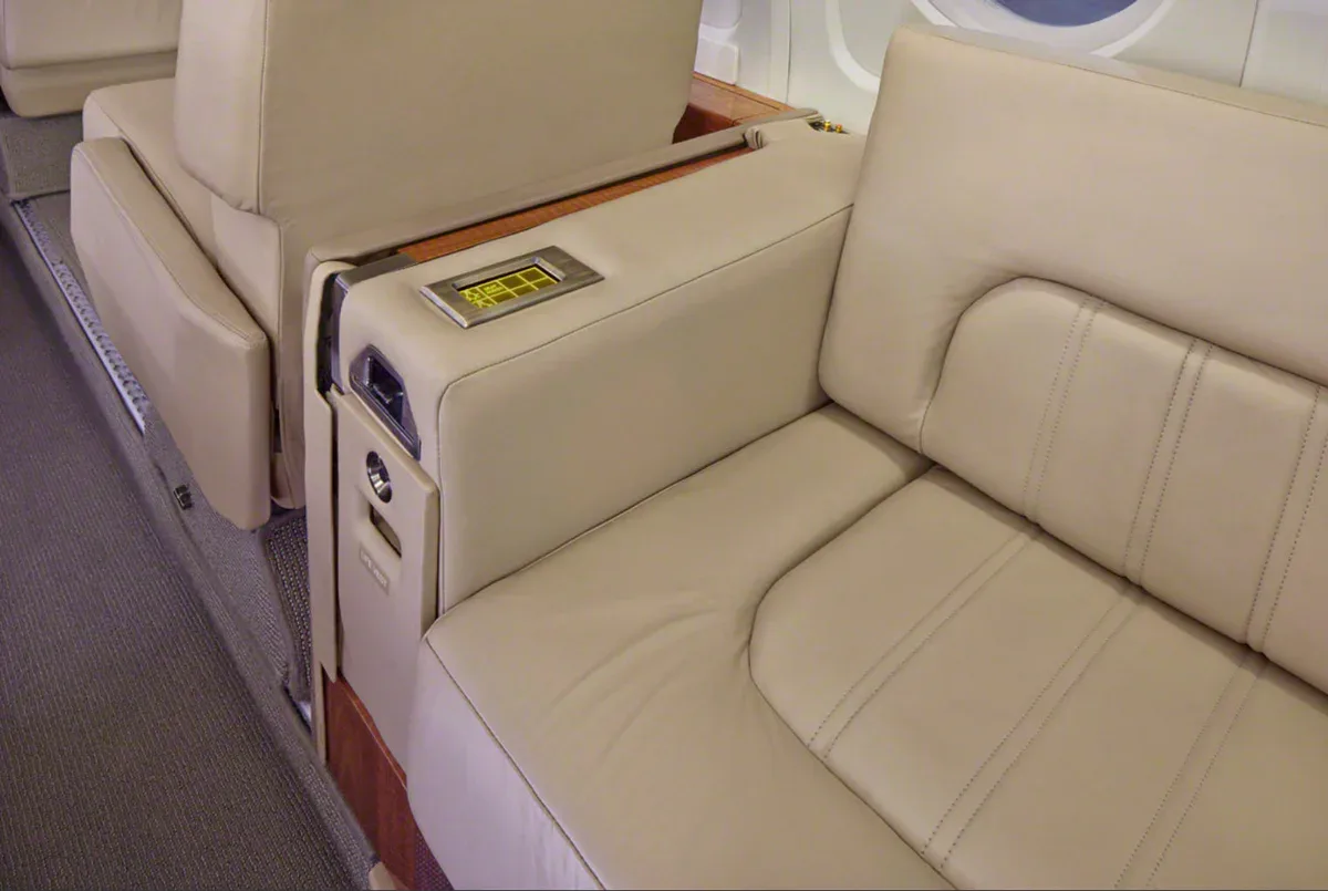 Cabin interior of a 1988 Dassault Falcon 50 SN.