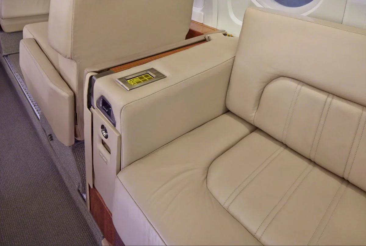 Cabin interior of a 1988 Dassault Falcon 50 SN.