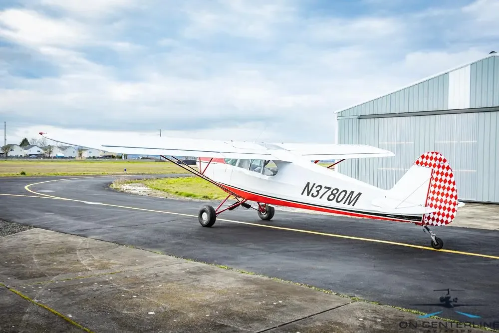 Exterior view of a 1947 Piper PA-12 Super Cruiser –, N3780M.