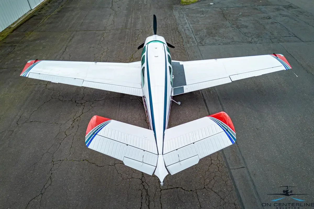 Exterior view of a 1966 Beech V35TC Bonanza –, N454RB.