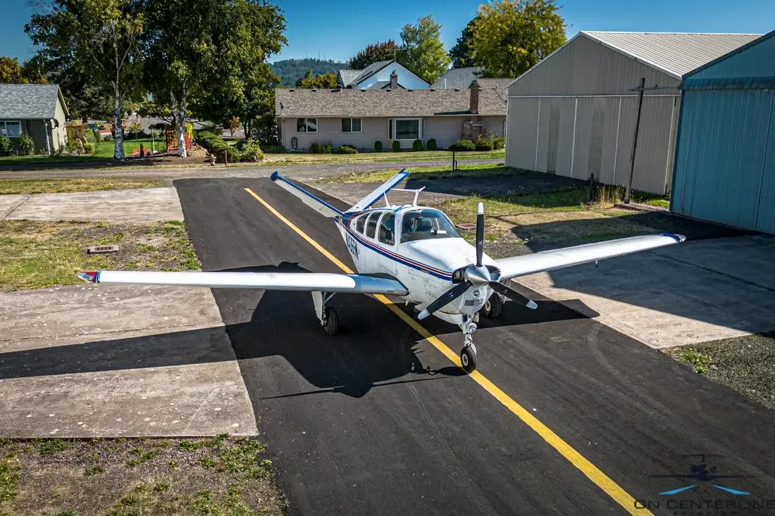 Exterior view of a 1974 Beech V35B –, N4366W.