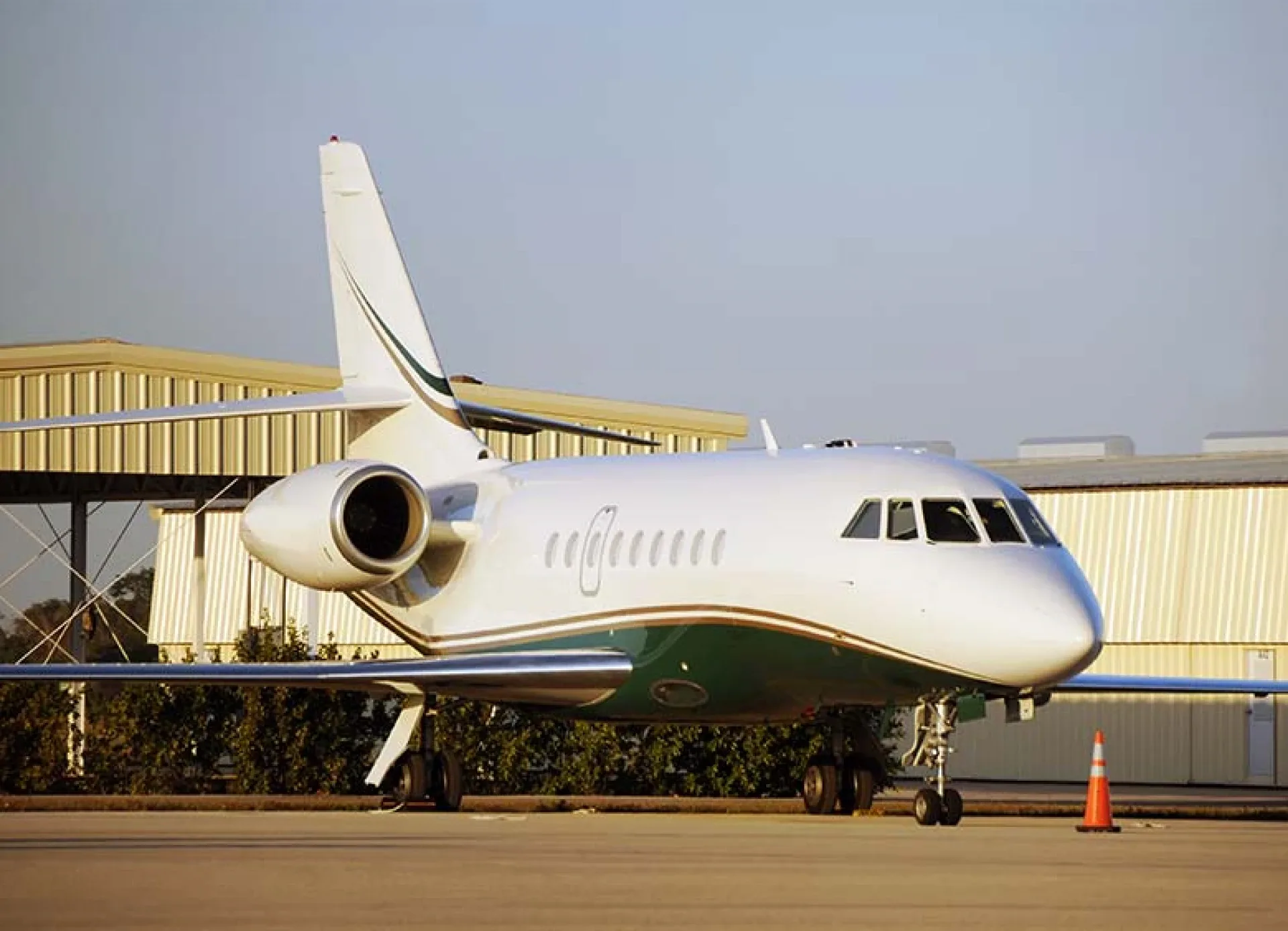 Cabin interior of a 2000 Dassault Falcon 2000 Private Jet Charter.