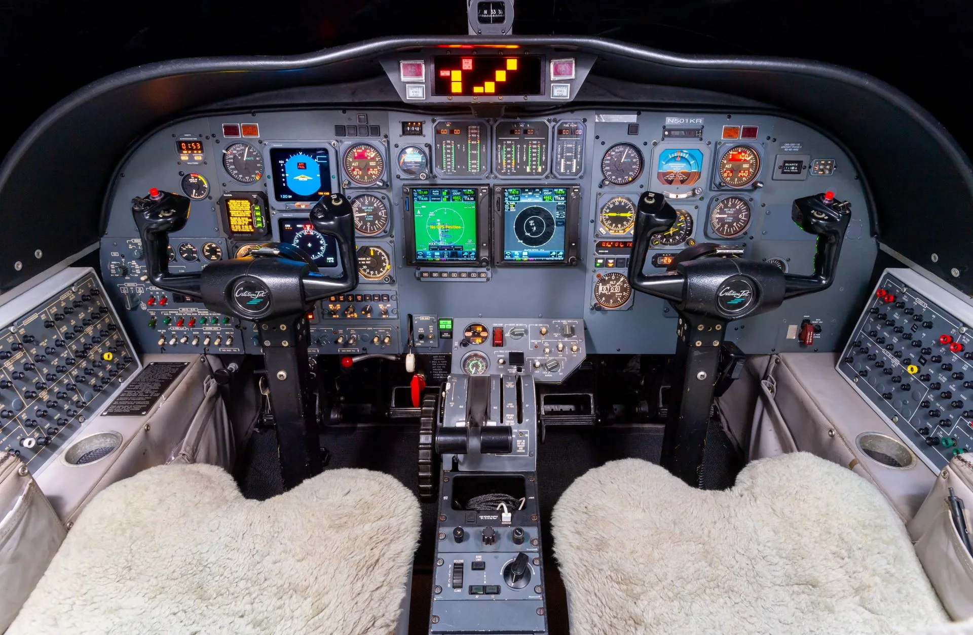 Cockpit and instrument panel of a 1993 Cessna CITATION 525.
