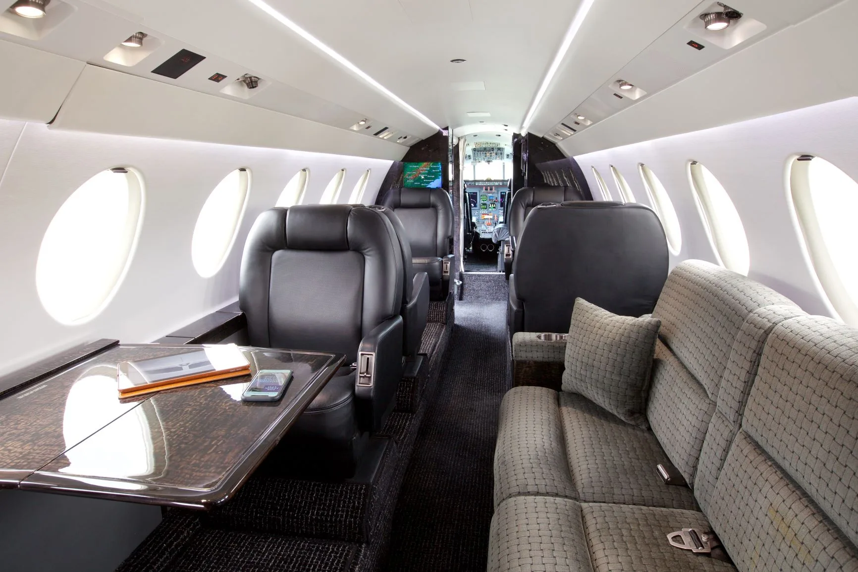 Cabin interior of a 1999 Dassault FALCON 50EX.