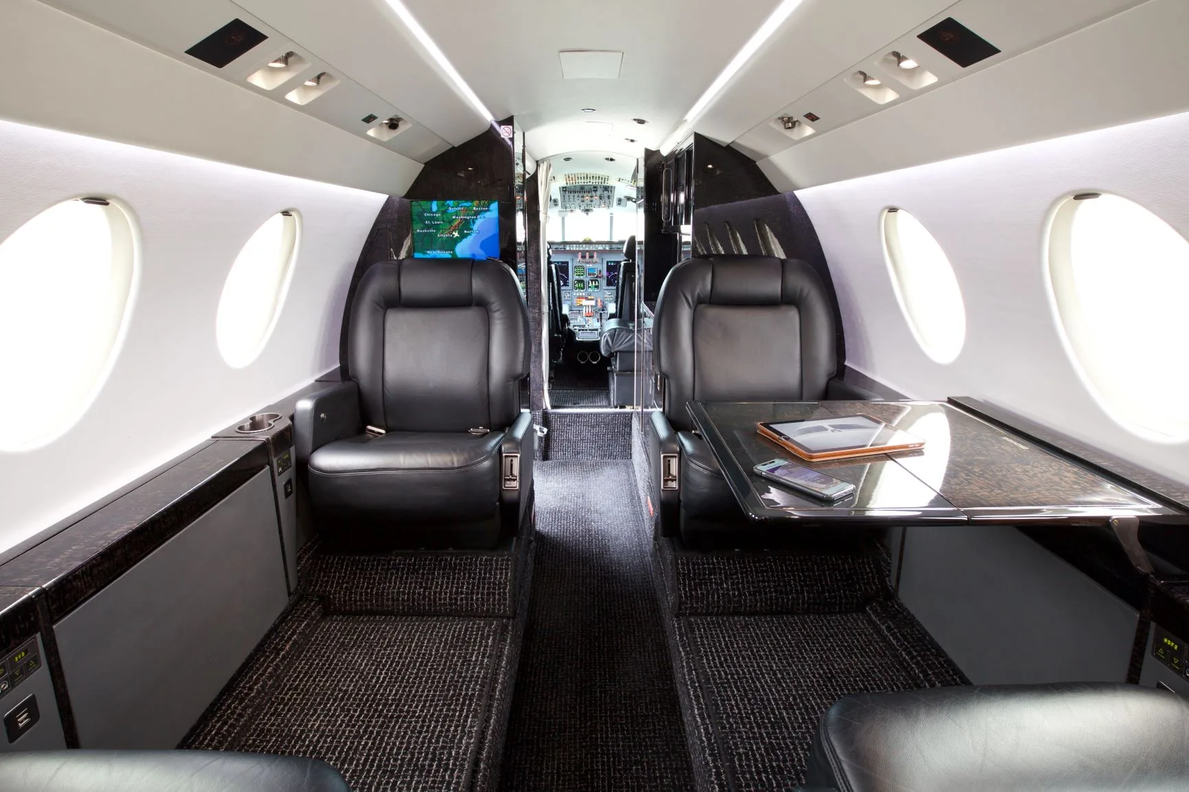 Cabin interior of a 1999 Dassault FALCON 50EX.