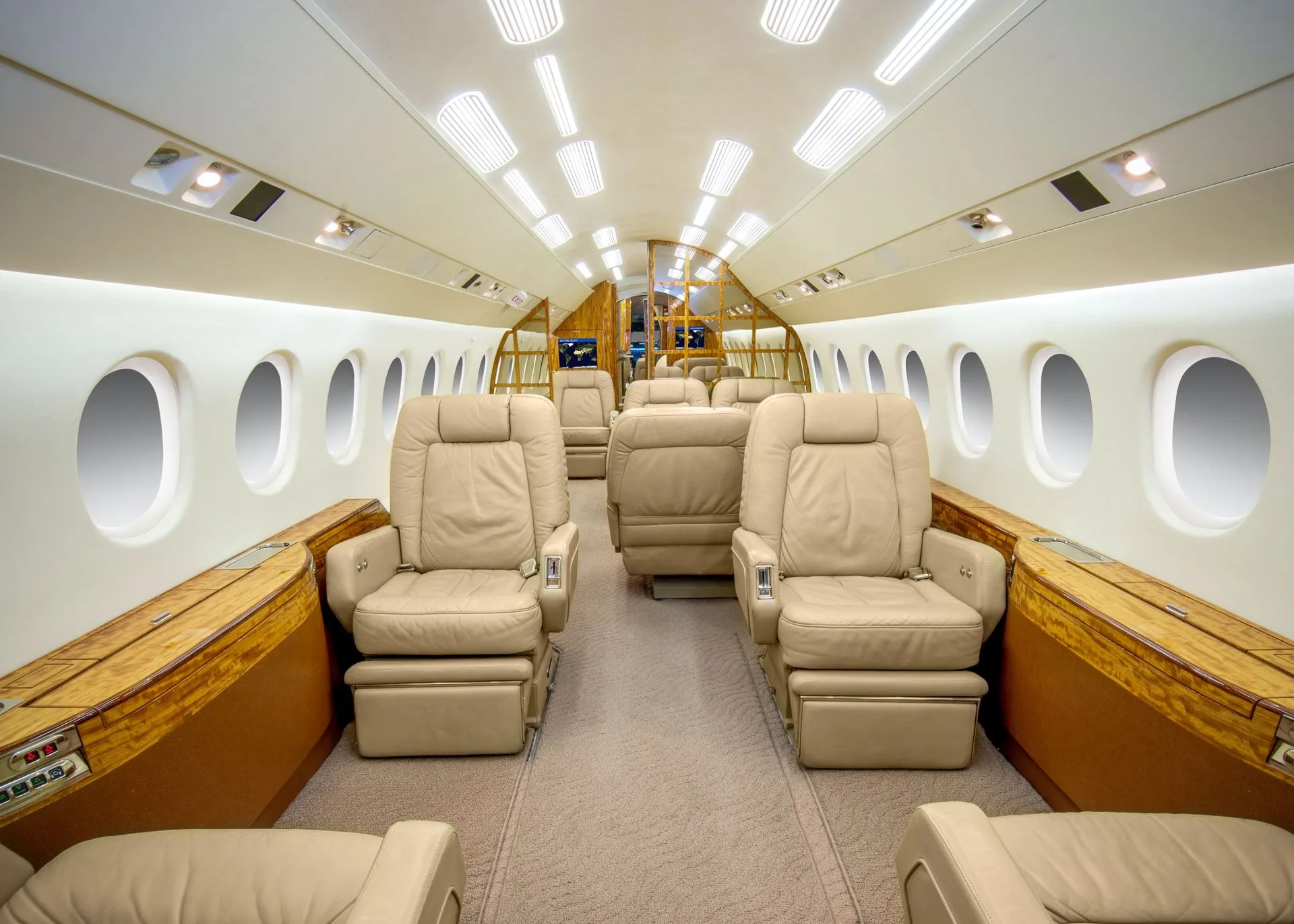 Cabin interior of a 2000 Dassault FALCON 900EX.