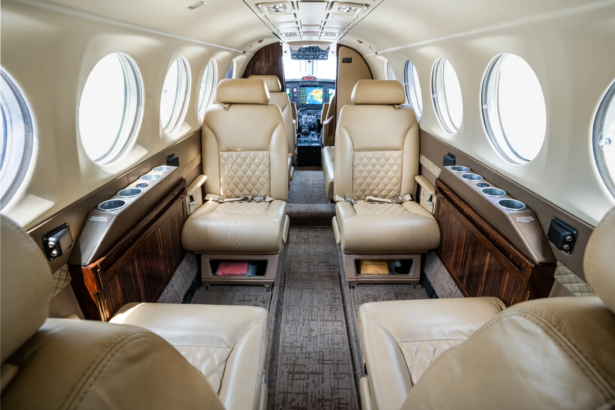 Cabin interior of a 1992 Beechcraft King Air 300LW.