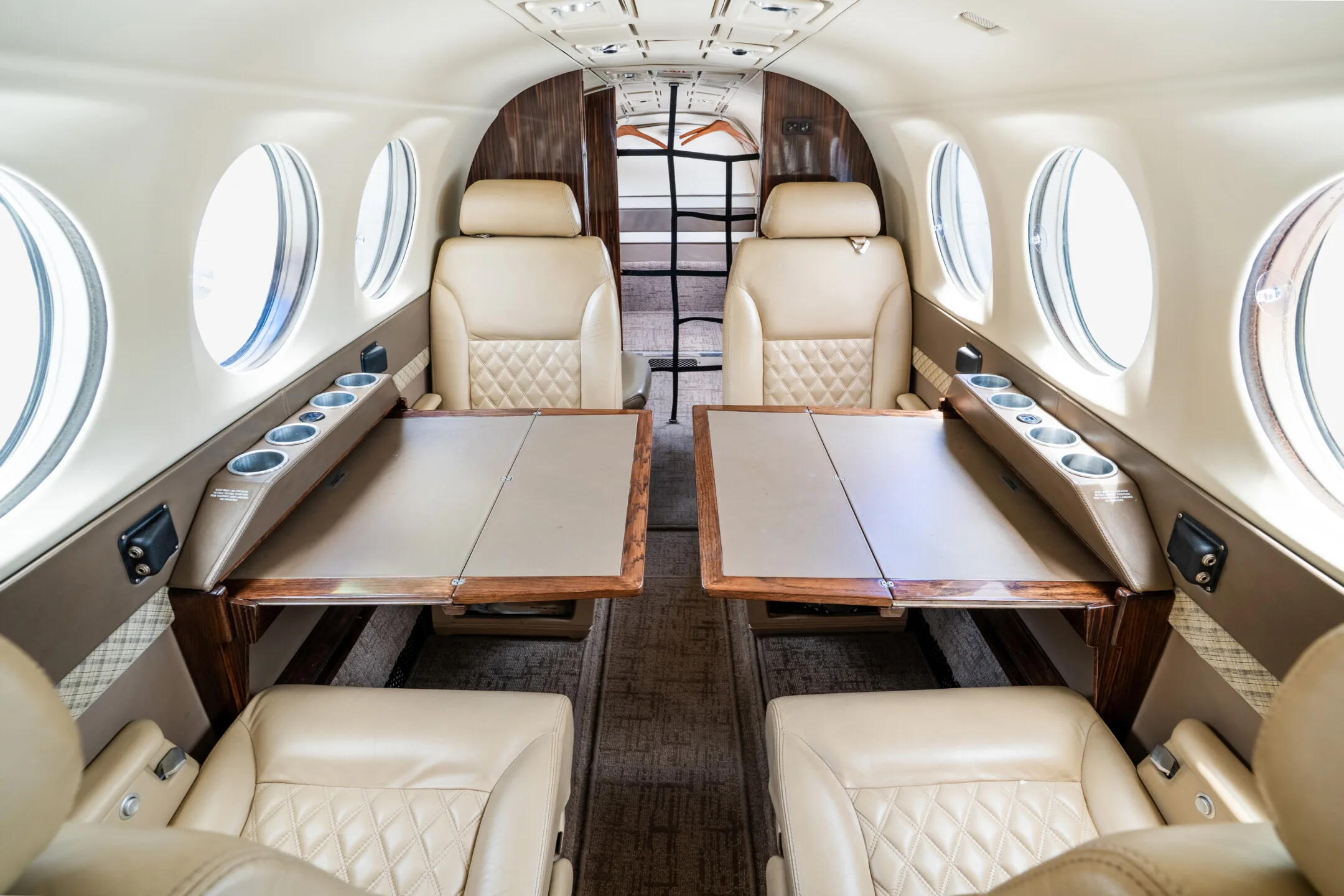 Cabin interior of a 1992 Beechcraft King Air 300LW.