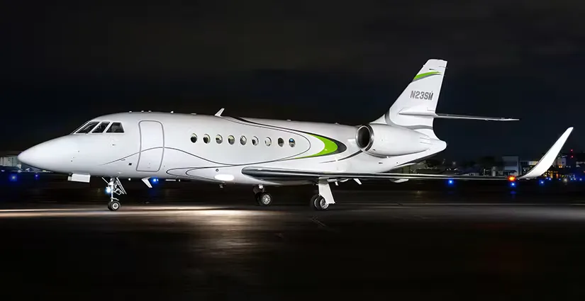 Exterior view of a Dassault Falcon 2000LX.