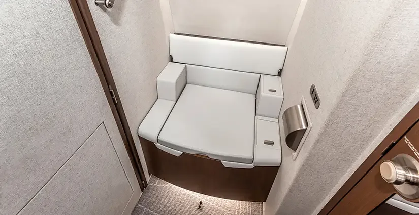 Cabin interior of a Dassault Falcon 2000LX.