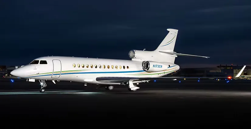 Exterior view of a Dassault Falcon 7X.