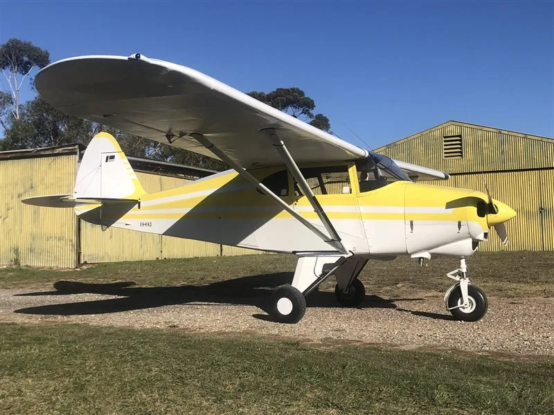 Exterior view of a 1952 Piper Tri-Pacer PA22 150, VH-KKO.
