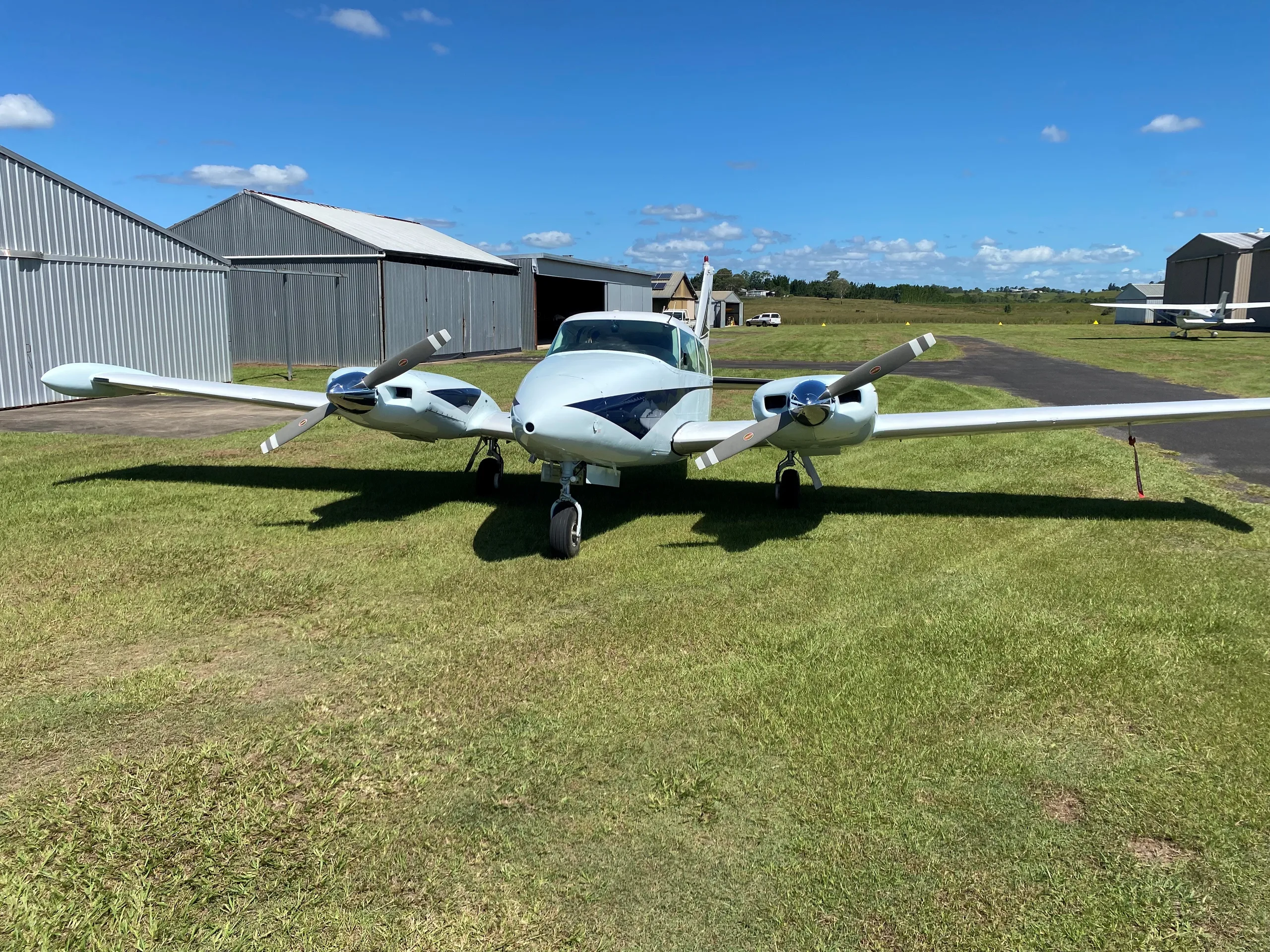 Exterior view of a 1966 Piper PA-30 Twin Comanche, VH-SLP.