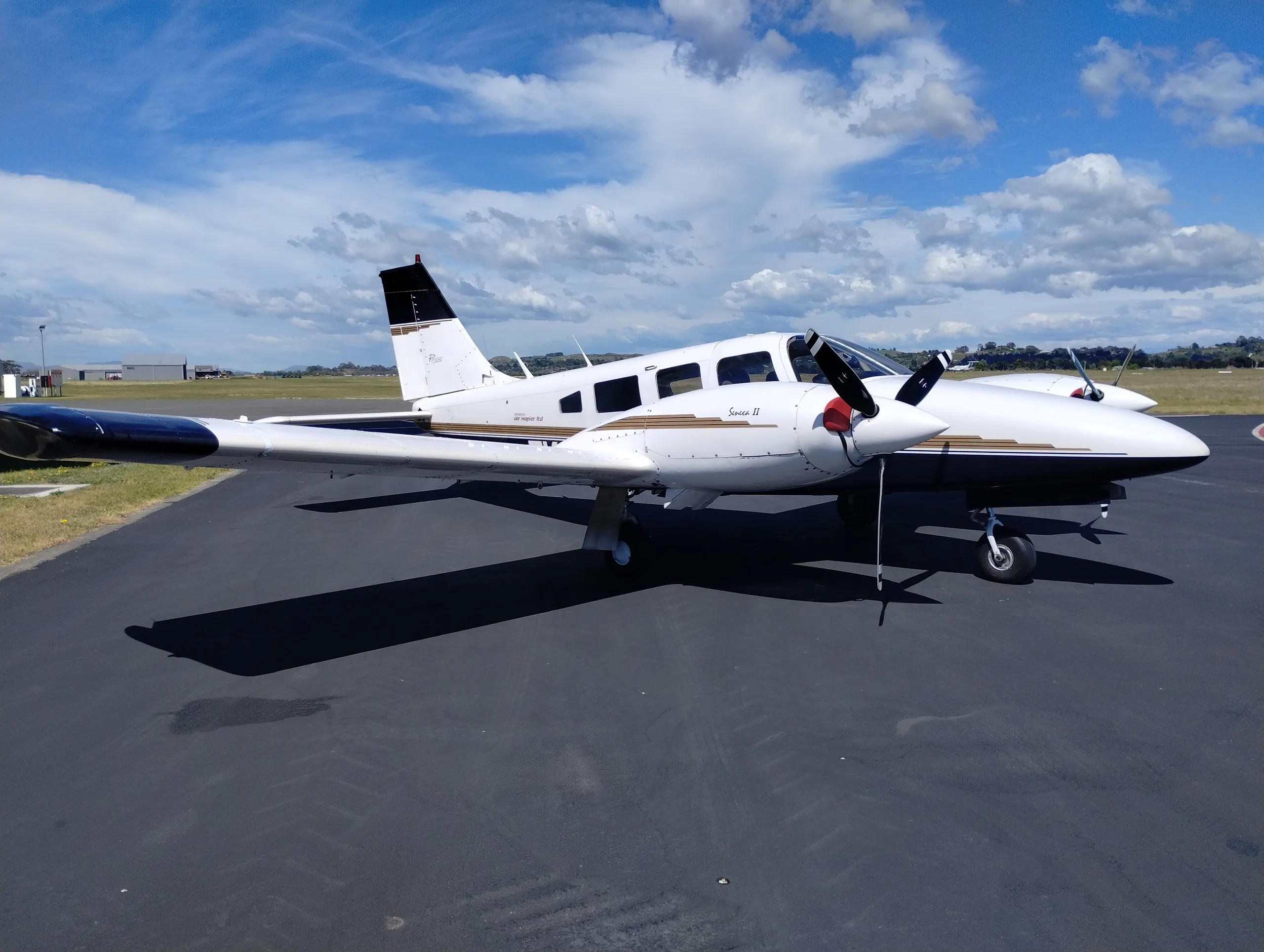 Exterior view of a 1966 Piper PA-30 Twin Comanche, VH-SLP.