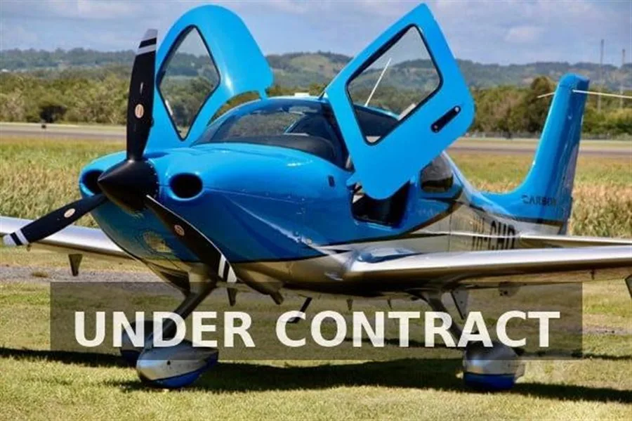 Exterior view of a 2023 Cirrus SR22 G6 GTS, VH-CHD.