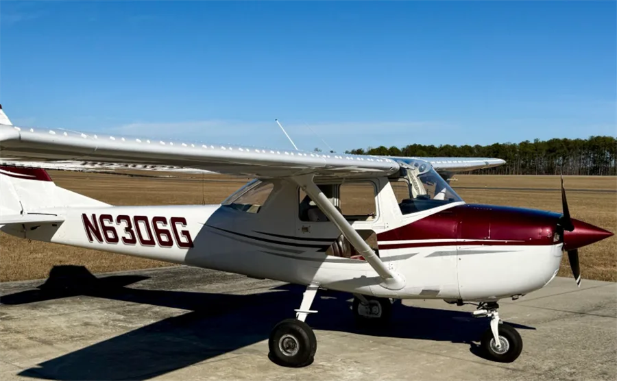 Exterior view of a 1970 Cessna 150 K, N6306G.
