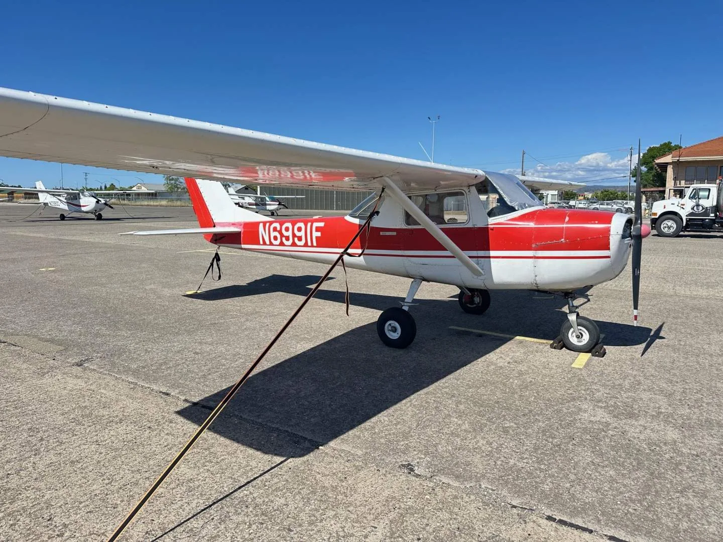 Exterior view of a 1970 Cessna 150 K, N6306G.